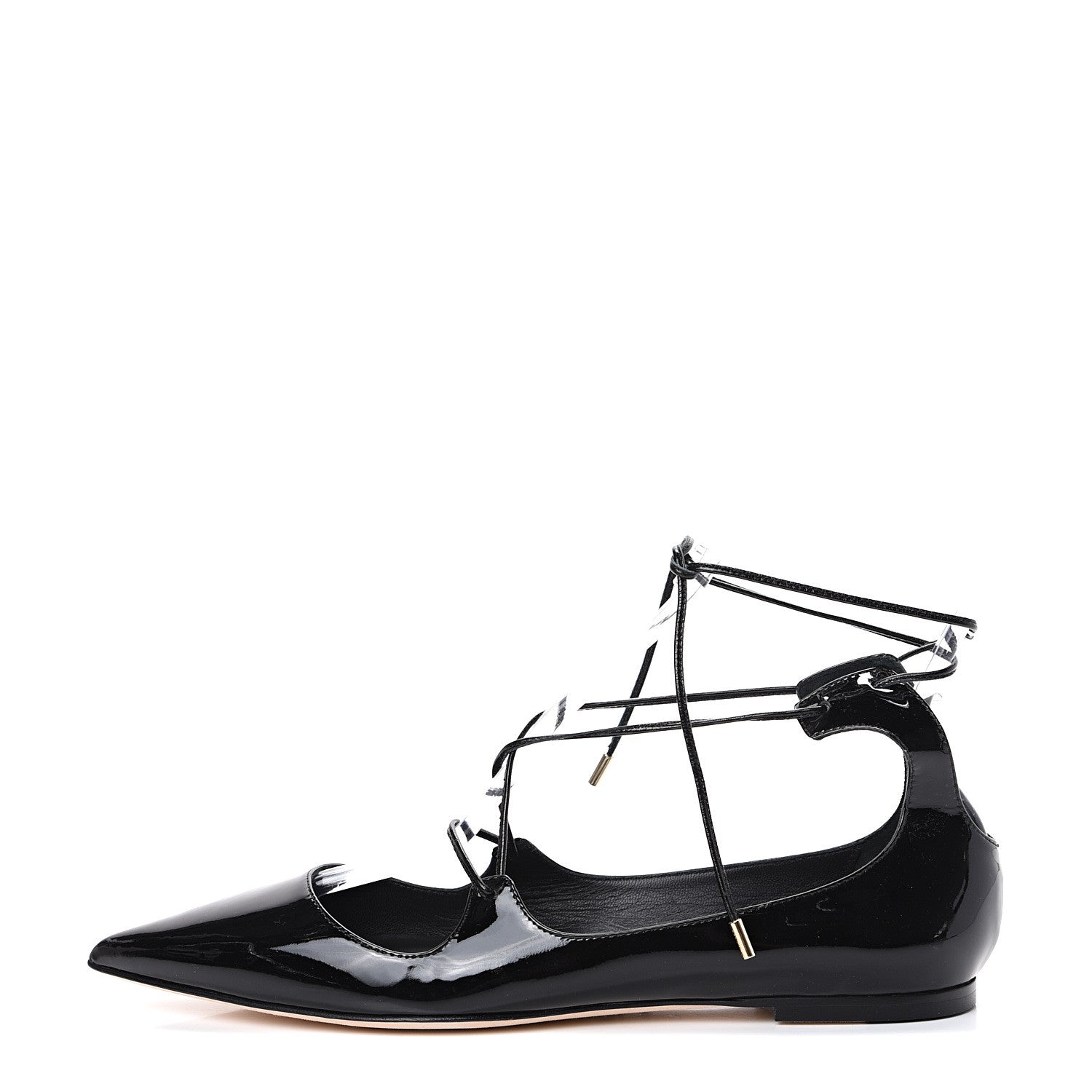 Jimmy Choo Patent Lace Up Vita Flats 40 Black 1 of 10