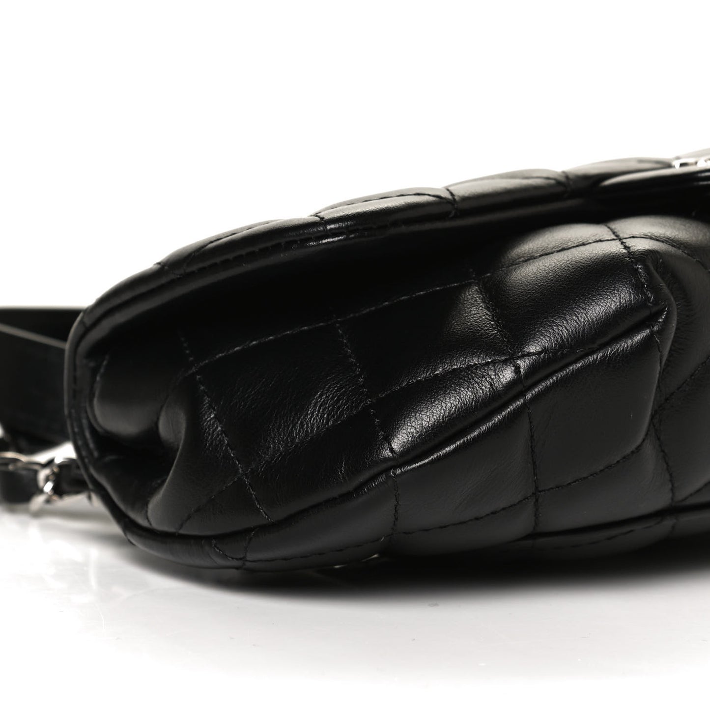 Calfskin Quilted CC Uniform Flap Belt Bag Black