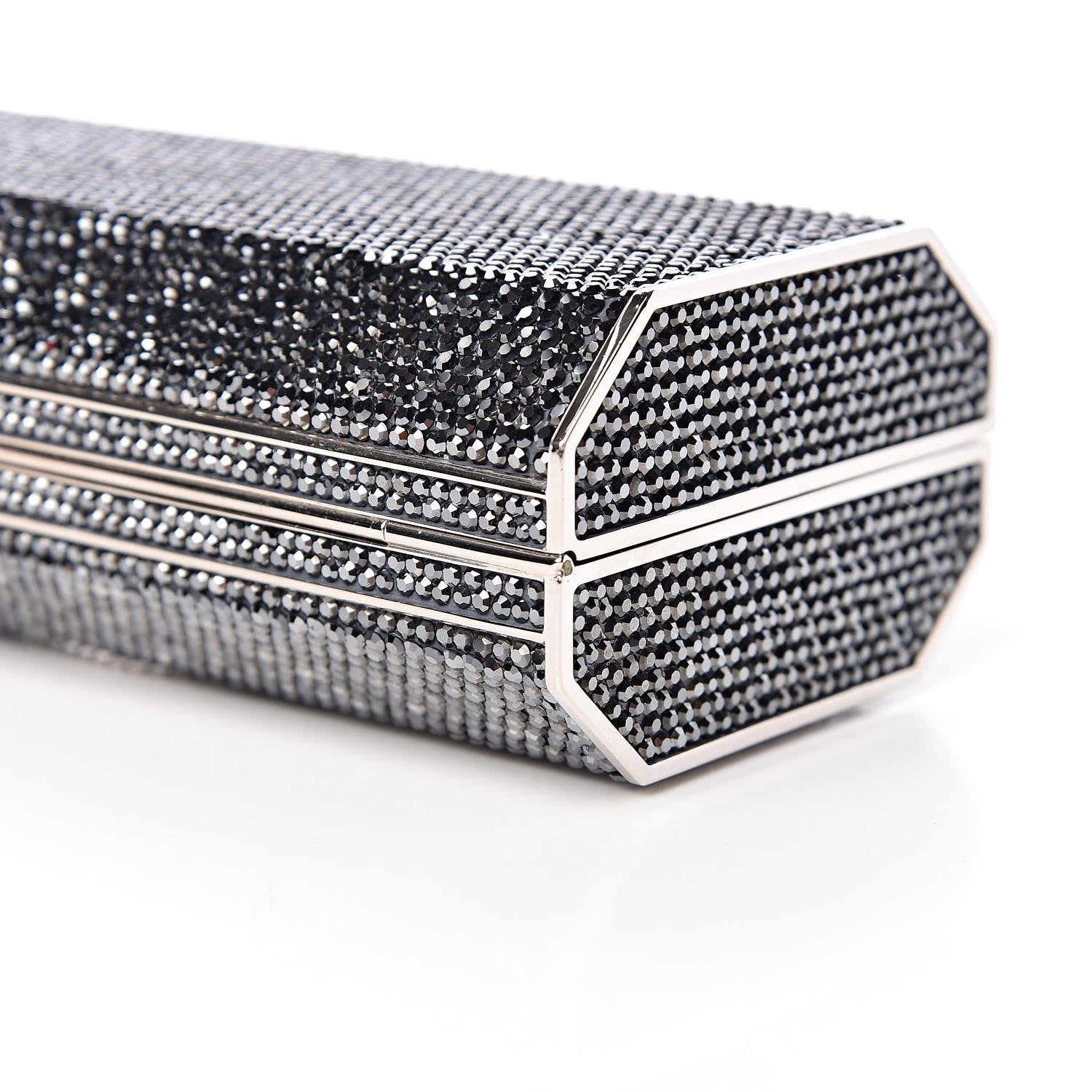 Judith Leiber Swarovski Crystal Minaudiere Clutch Silver 7 of 10