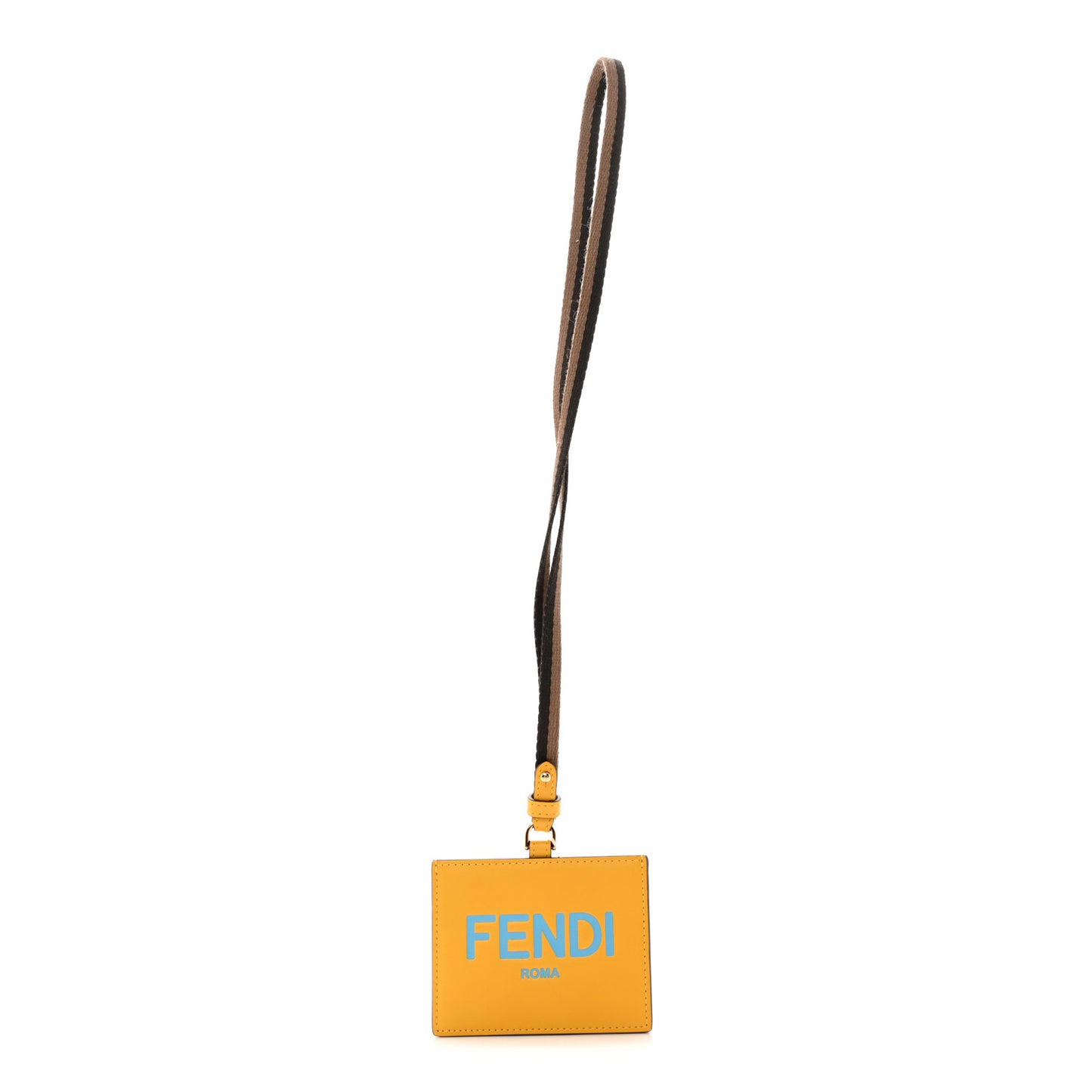 Vitello King Tamponato Logo Embossed Badge Lanyard Card Case Mimosa
