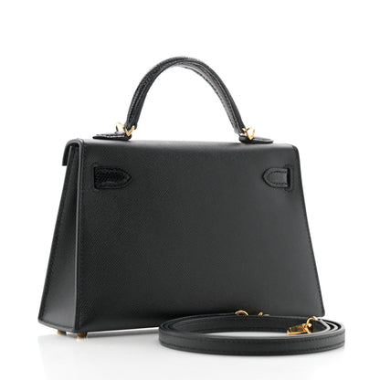Hermes Madame Calfskin Lizard Mini Kelly Sellier Touch 20 Black 3 of 14