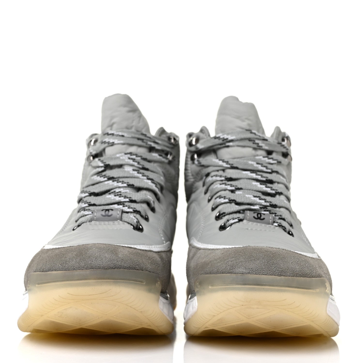 Chanel Fabric Suede Womens CC Sneakers 38 Grey 2 of 8
