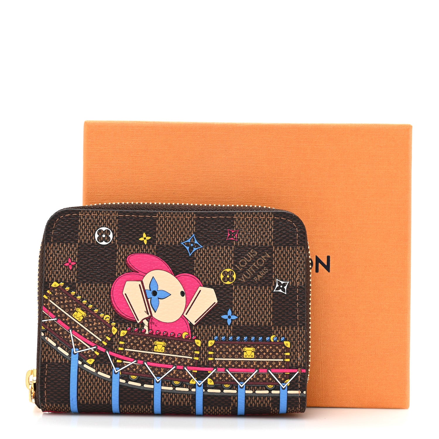 Louis Vuitton Damier Ebene 2020 Christmas Animation Roller Coaster Zippy Coin Purse Pivoine 8 of 8