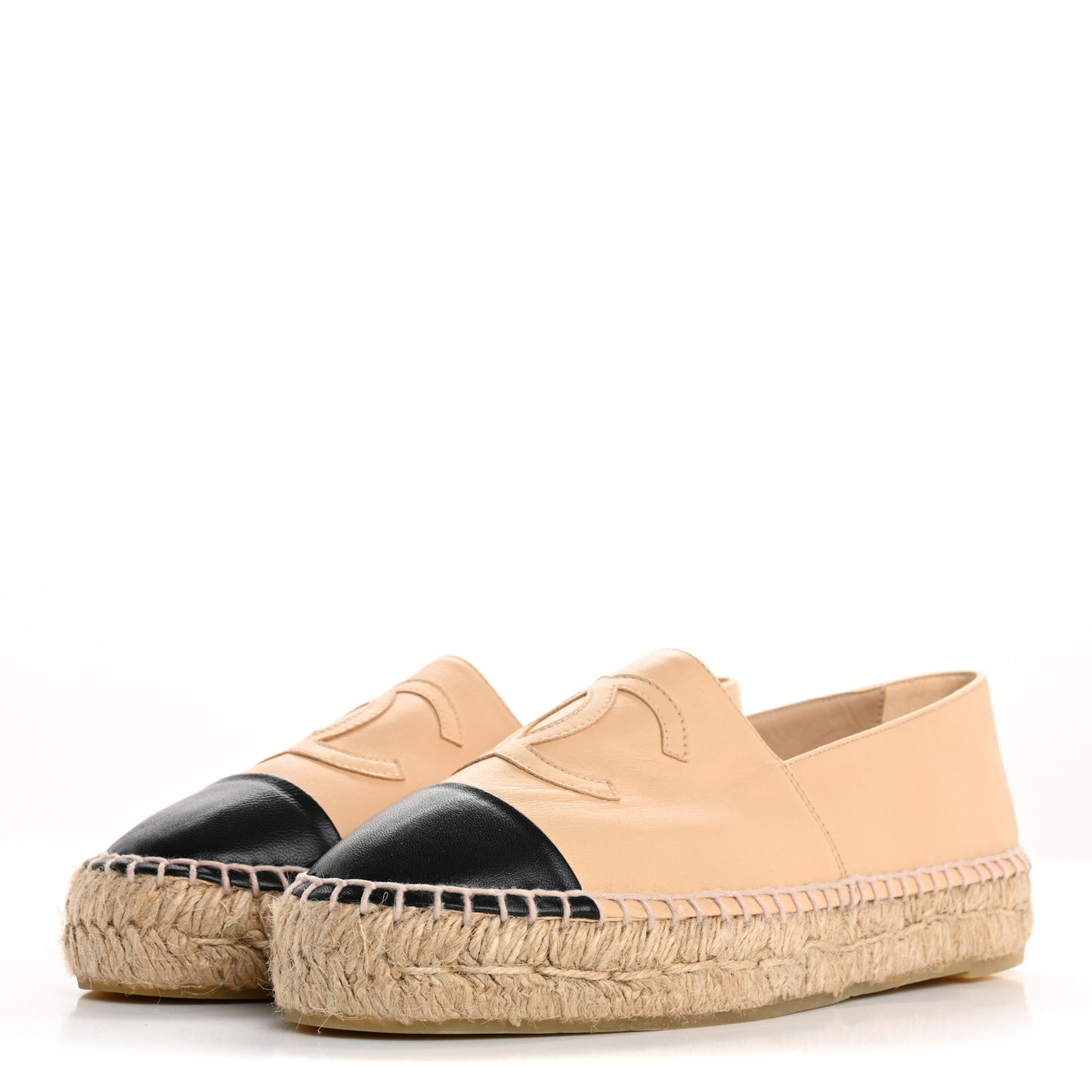 Lambskin CC Espadrilles 37 Beige Black
