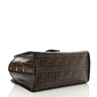 Fendi Glazed Fabric Vitello Century FF 1974 Stamp Patch Mini Peekaboo Defender Cover Mogano Panna Black 5 of 8