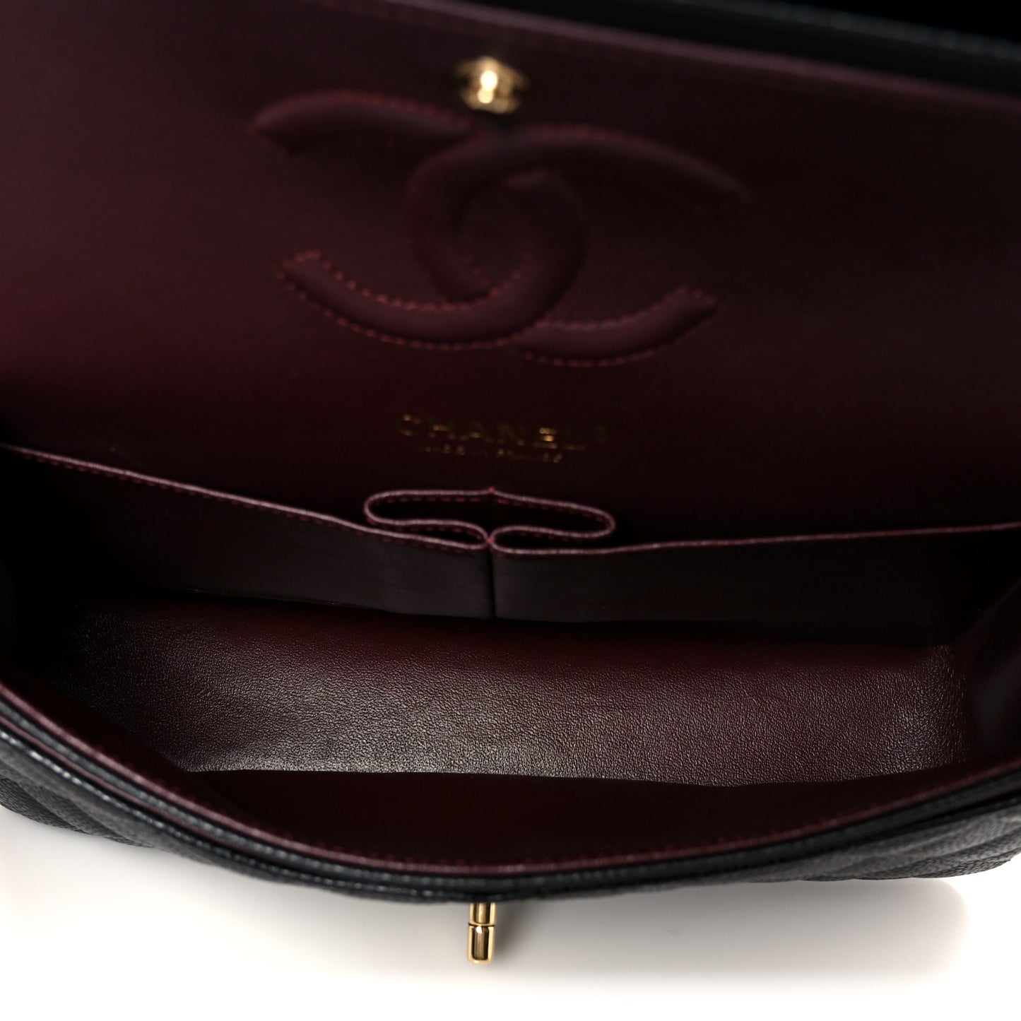 Caviar Quilted Medium Double Flap Black