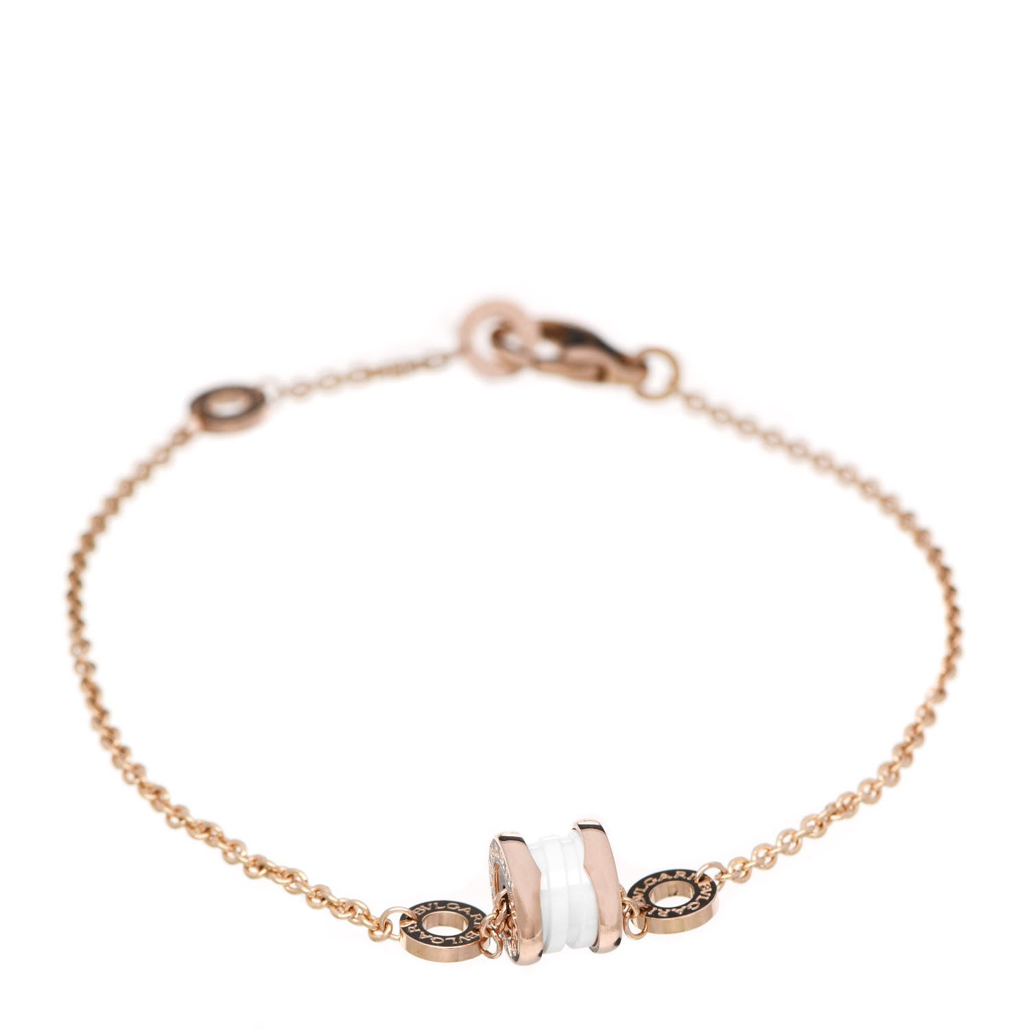 Bulgari 18K Rose Gold White Ceramic B.Zero1 Bracelet ML 1 of 5