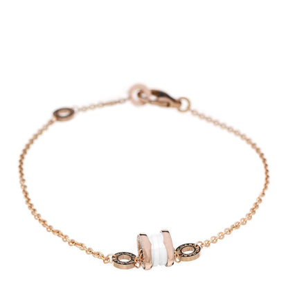 Bulgari 18K Rose Gold White Ceramic B.Zero1 Bracelet ML 1 of 5