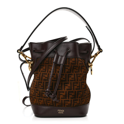 Fendi Suede Vitello King F is Fendi Micro FF Mini Mon Tresor Bucket Bag Sigaro Marrone Ebano 1 of 11