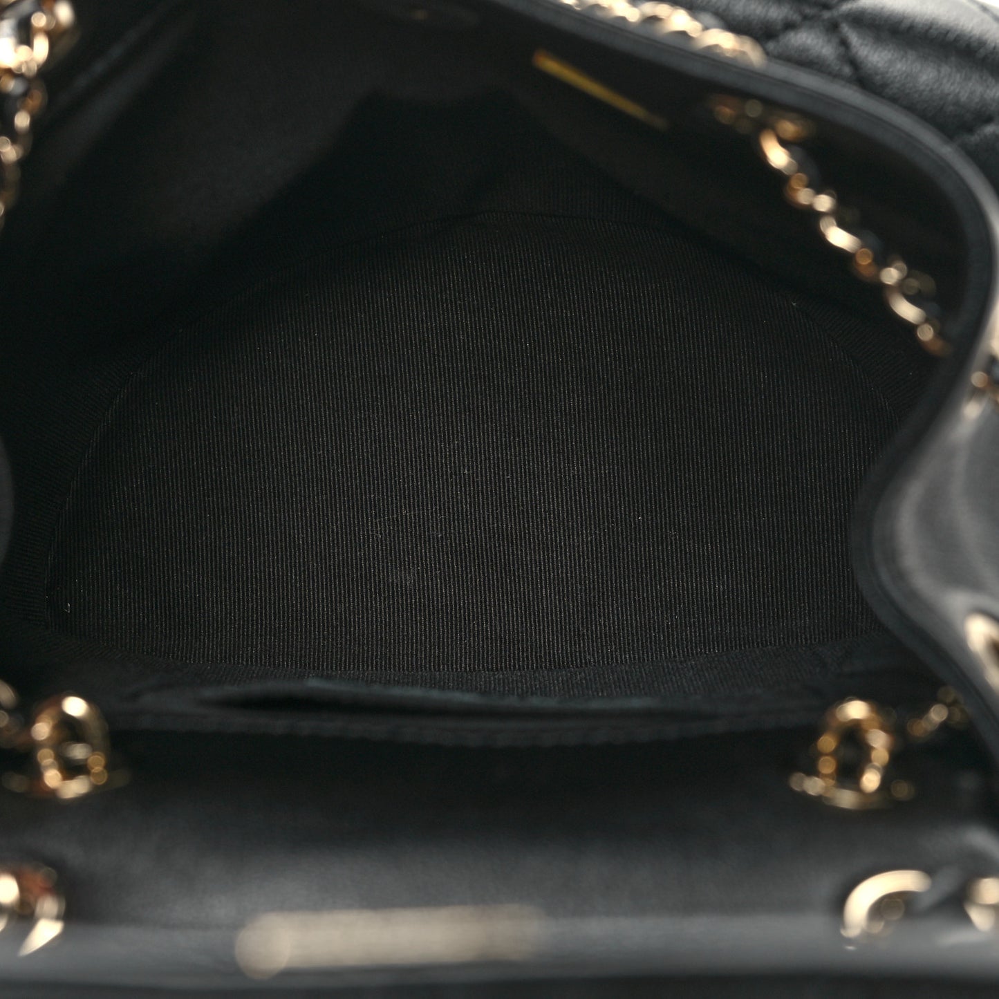 Calfskin Quilted Mini Duma Pockets Drawstring Backpack Black