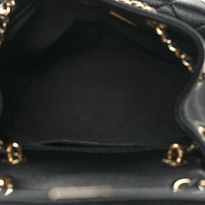 Chanel Calfskin Quilted Mini Duma Pockets Drawstring Backpack Black 5 of 10