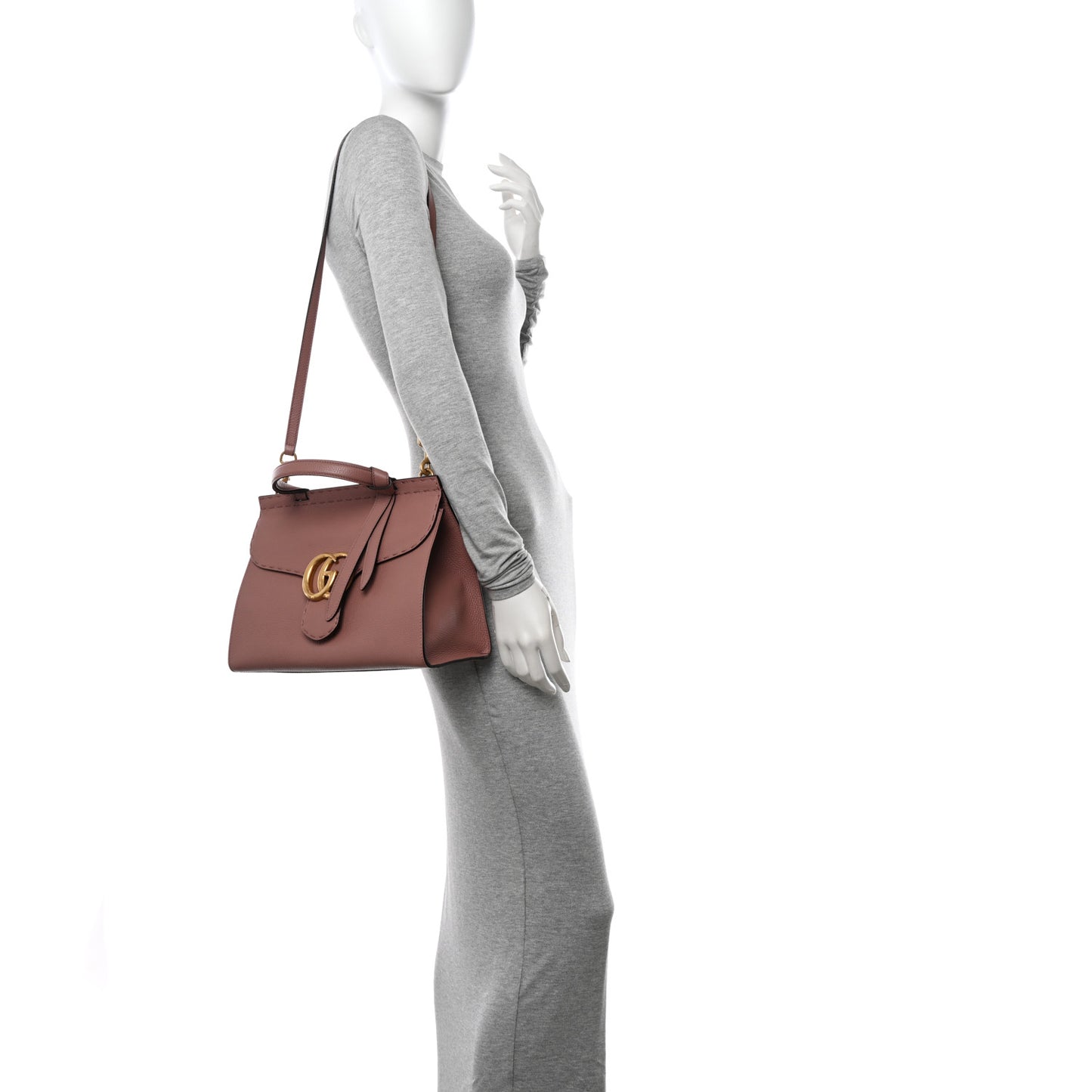 Calfskin Small GG Marmont Top Handle Bag Rosy Phard