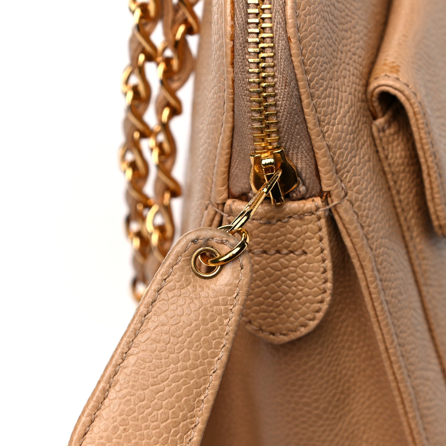 Chanel Caviar Flap Shoulder Bag Beige 22 of 31