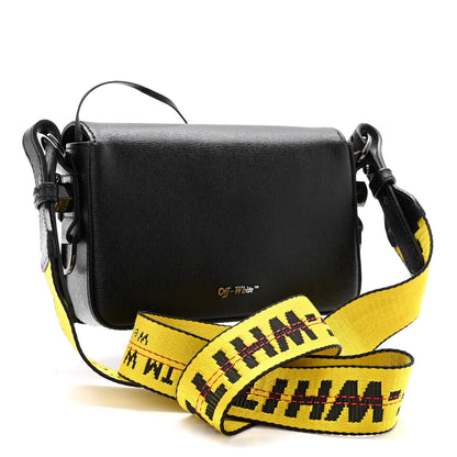 Off-White Saffiano Striped Mini Diag Binder Clip Bag Black White Yellow 3 of 9