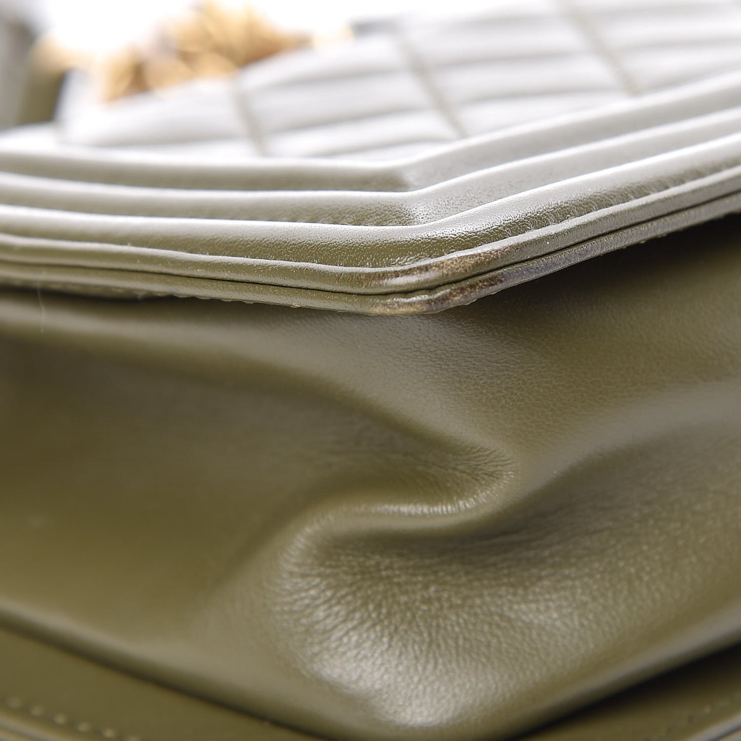 Lambskin Quilted Small Boy Flap Khaki