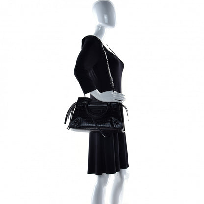 Balenciaga Semi Shiny Calfskin Crocodile Embossed Neo Classic Black Hardware S City Black 3 of 10