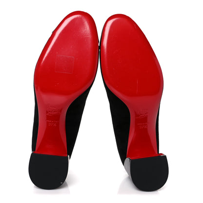 Christian Louboutin Suede Calfskin Miss Duvette 55mm Cap Toe Pumps 37.5 Black 6 of 9