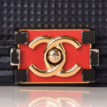 Chanel Lambskin Embossed Medium Boy Cube Flap Navy 8 of 10
