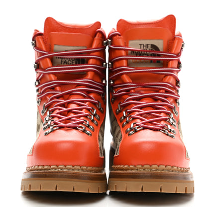 Gucci X THE NORTH FACE Monogram Textured Calfskin Mens Hiking Ankle Boots 10.5 Beige Ebony Deep Orange 2 of 10
