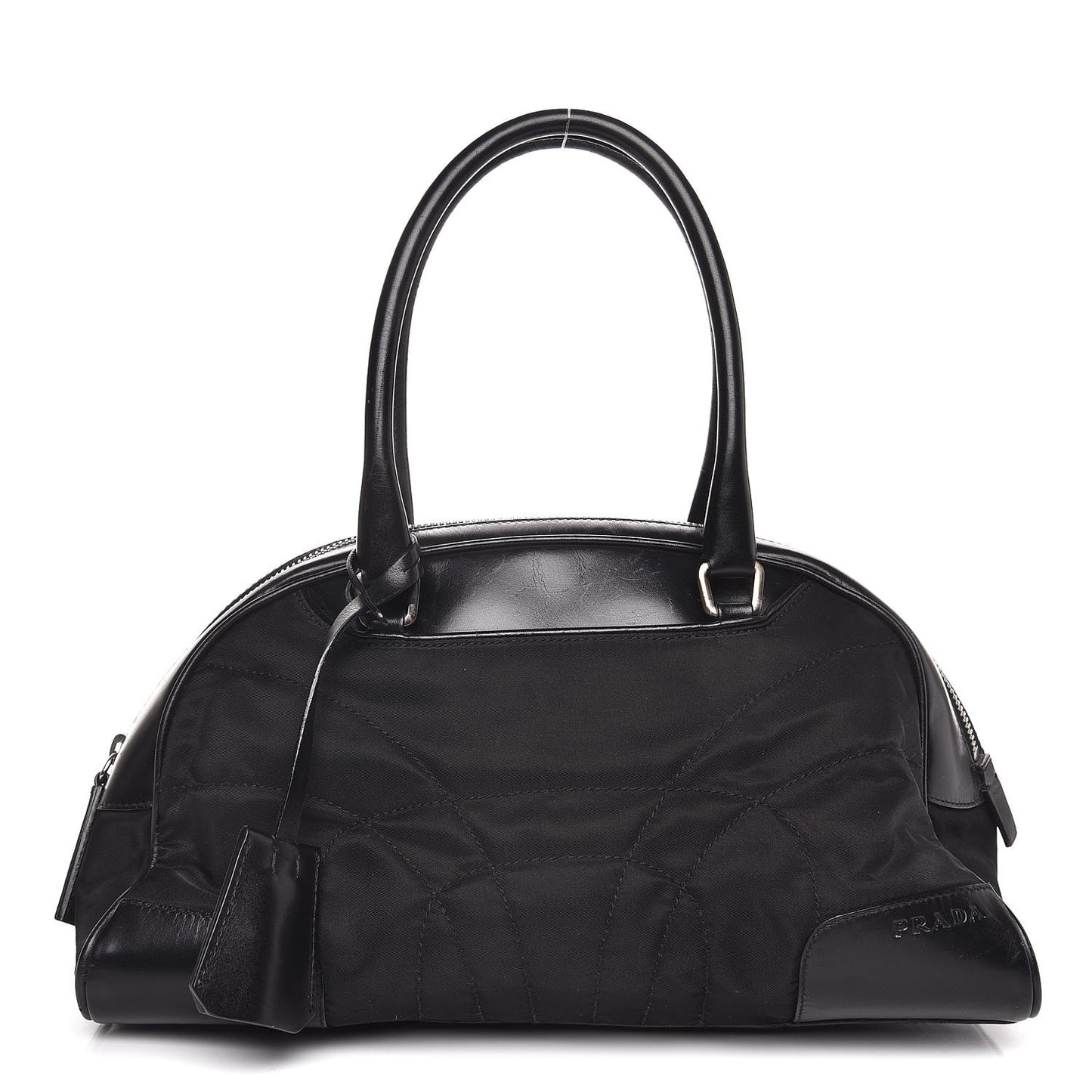 Tessuto Nylon Box Calf Bowling Bag Black