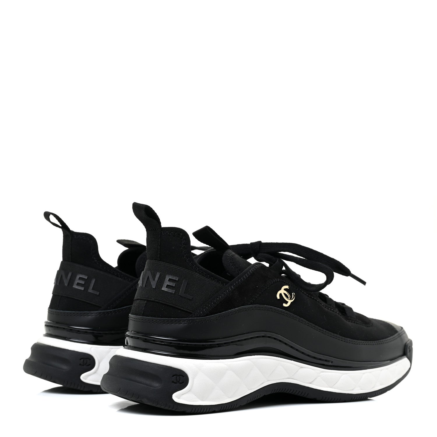 Chanel Velvet Calfskin Mixed Fibers CC Sneakers 40.5 Black 5 of 9