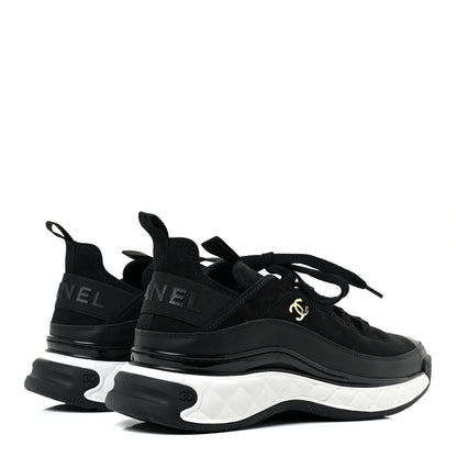 Chanel Velvet Calfskin Mixed Fibers CC Sneakers 40.5 Black 5 of 9