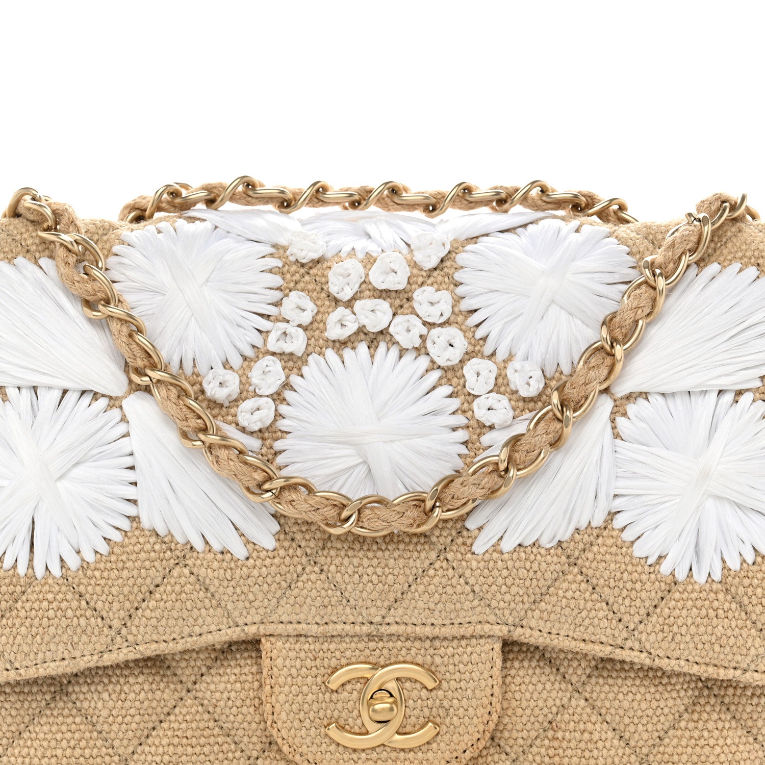 Chanel Tweed Raffia Coco Country Jumbo Flap 8 of 11