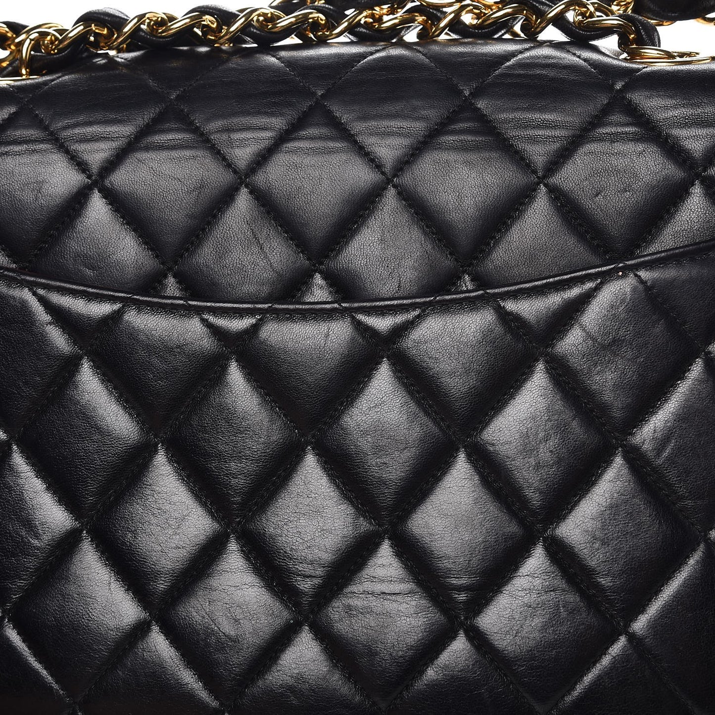 Lambskin Quilted Jumbo Single Flap Black