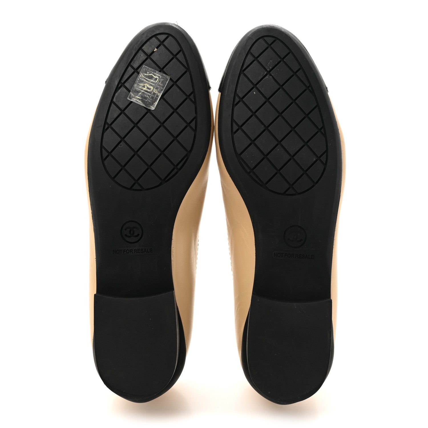 Chanel Lambskin Cap Toe CC Uniform Ballerina Flats 38 Beige Black 6 of 13