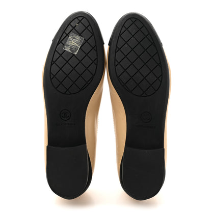 Chanel Lambskin Cap Toe CC Uniform Ballerina Flats 38 Beige Black 6 of 13