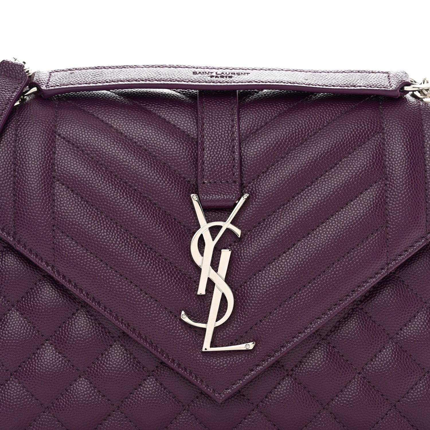 Saint Laurent Grain De Poudre Textured Mixed Matelasse Triquilt Medium Monogram Satchel Lilac 5 of 10
