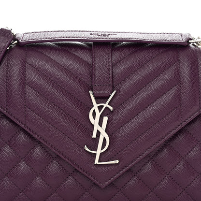 Saint Laurent Grain De Poudre Textured Mixed Matelasse Triquilt Medium Monogram Satchel Lilac 5 of 10