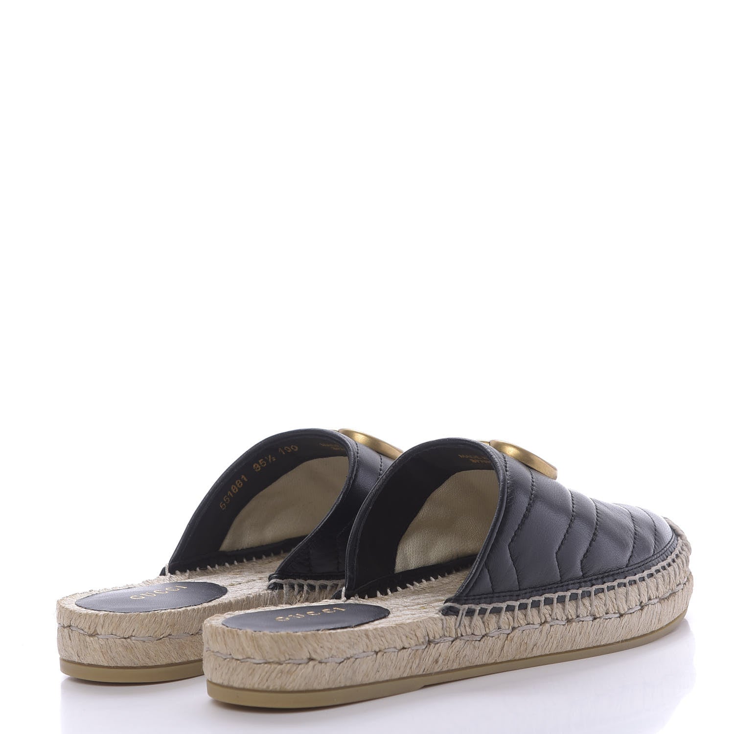 Gucci Nappa Matelasse GG Marmont Espadrille Slippers 35.5 Black 4 of 12