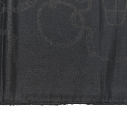 Hermes Silk Cotton Collection Equestre Scarf 100 Black 3 of 3