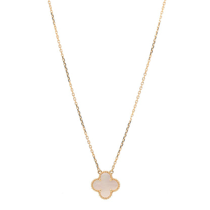 Van Cleef & Arpels 18K Yellow Gold Mother of Pearl Vintage Alhambra Pendant Necklace 1 of 6