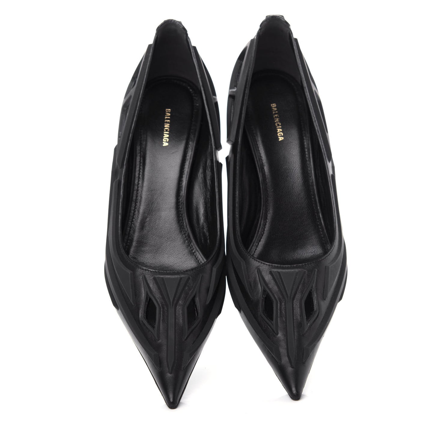 Silicone Calfskin Pointed 80mm Pumps 36 Black