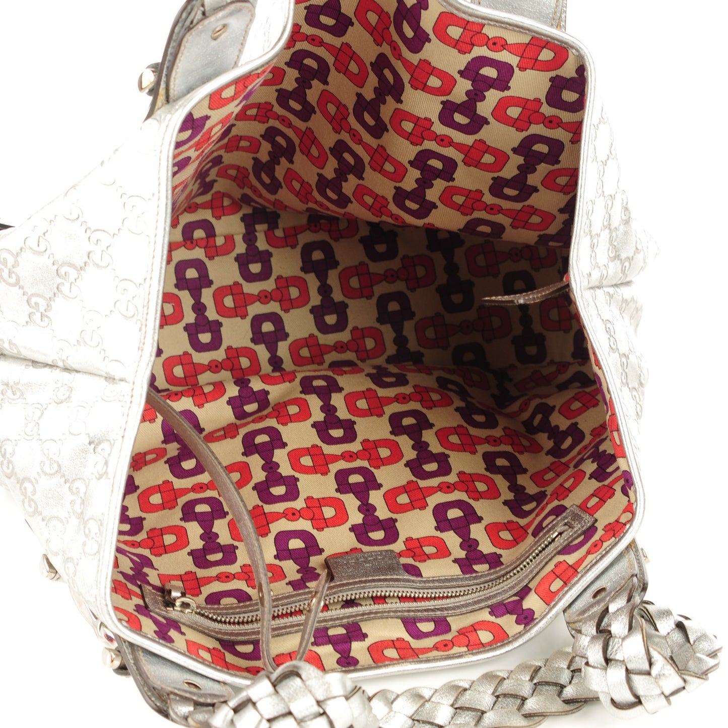 Metallic Guccissima Medium Pelham Shoulder Bag Silver
