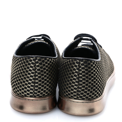 Chanel Fabric Mesh Lambskin Low Top Sneakers 39.5 Gold Black 5 of 9