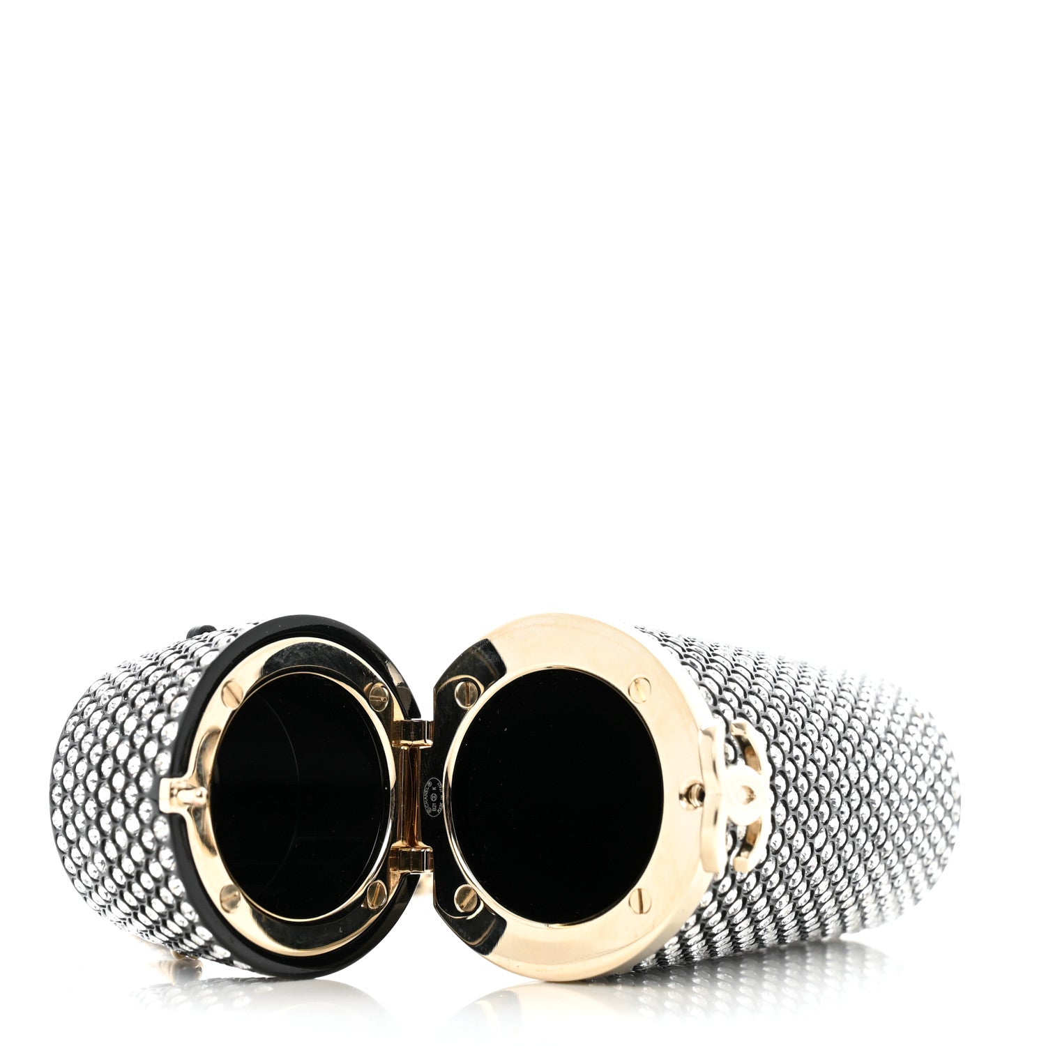 Chanel Metal Resin Lambskin Crystal Lipstick Case Long Necklace On Chain Silver Black Gold 5 of 10