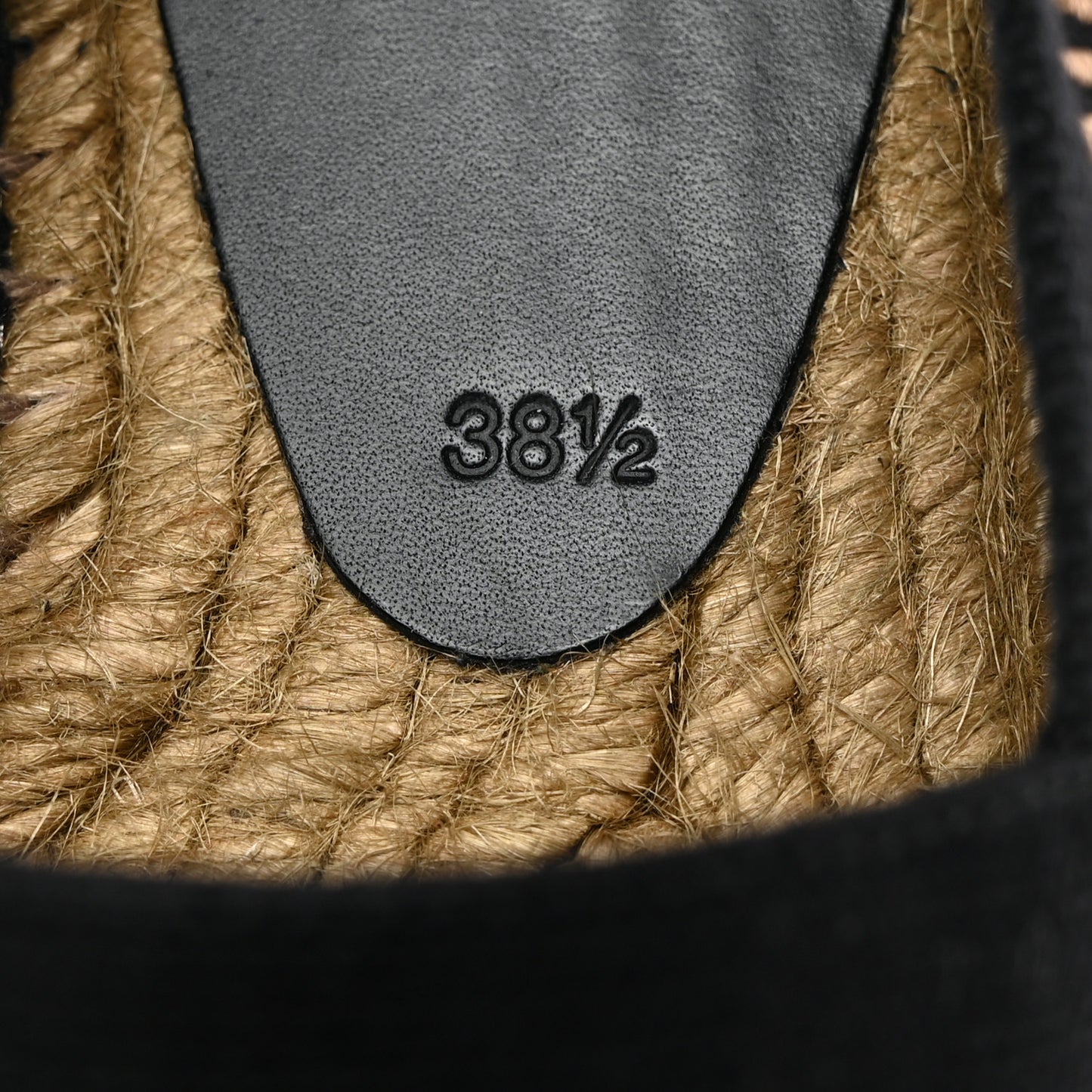 Canvas Nappa Elba Light Logo Embroidered Espadrilles 38.5 Black