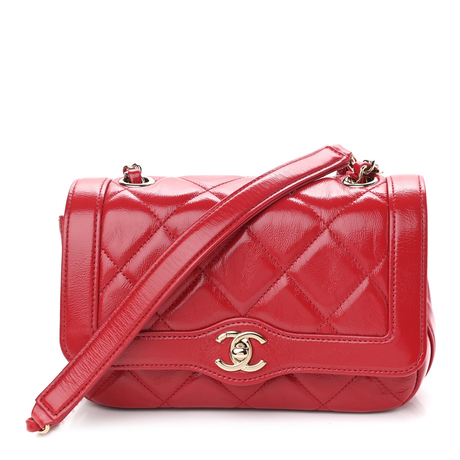 Chanel Crumpled Glazed Lambskin Quilted Mini Flap Red 1 of 11
