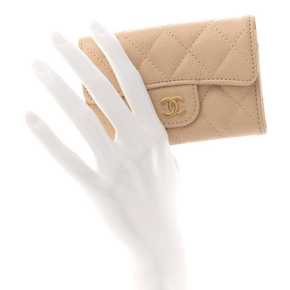 Chanel Caviar Quilted Flap Card Holder Wallet Beige 2 of 9