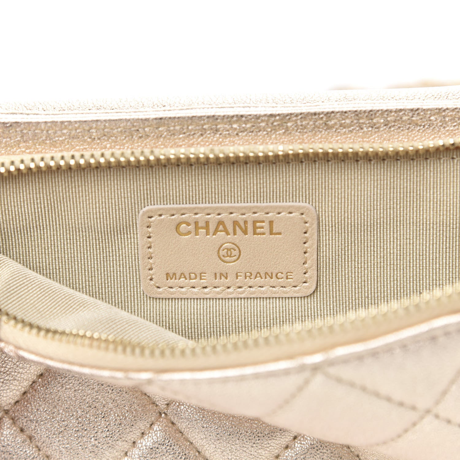 Chanel Metallic Lambskin Quilted Zip Phone Case Gold 6 of 11