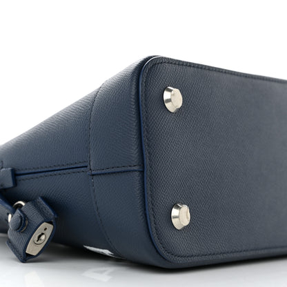 Balenciaga Signature Grained Calfskin Logo S Ville Top Handle Bag Bleu Canopee White 9 of 11