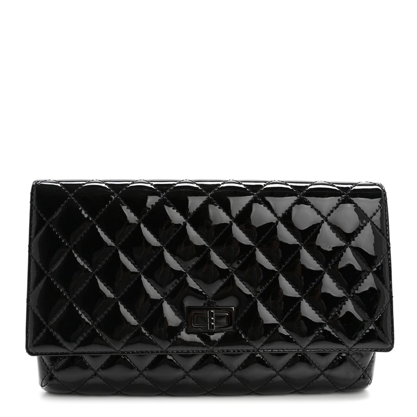 Patent Calfskin Quilted Reissue 2.55 Clutch So Black