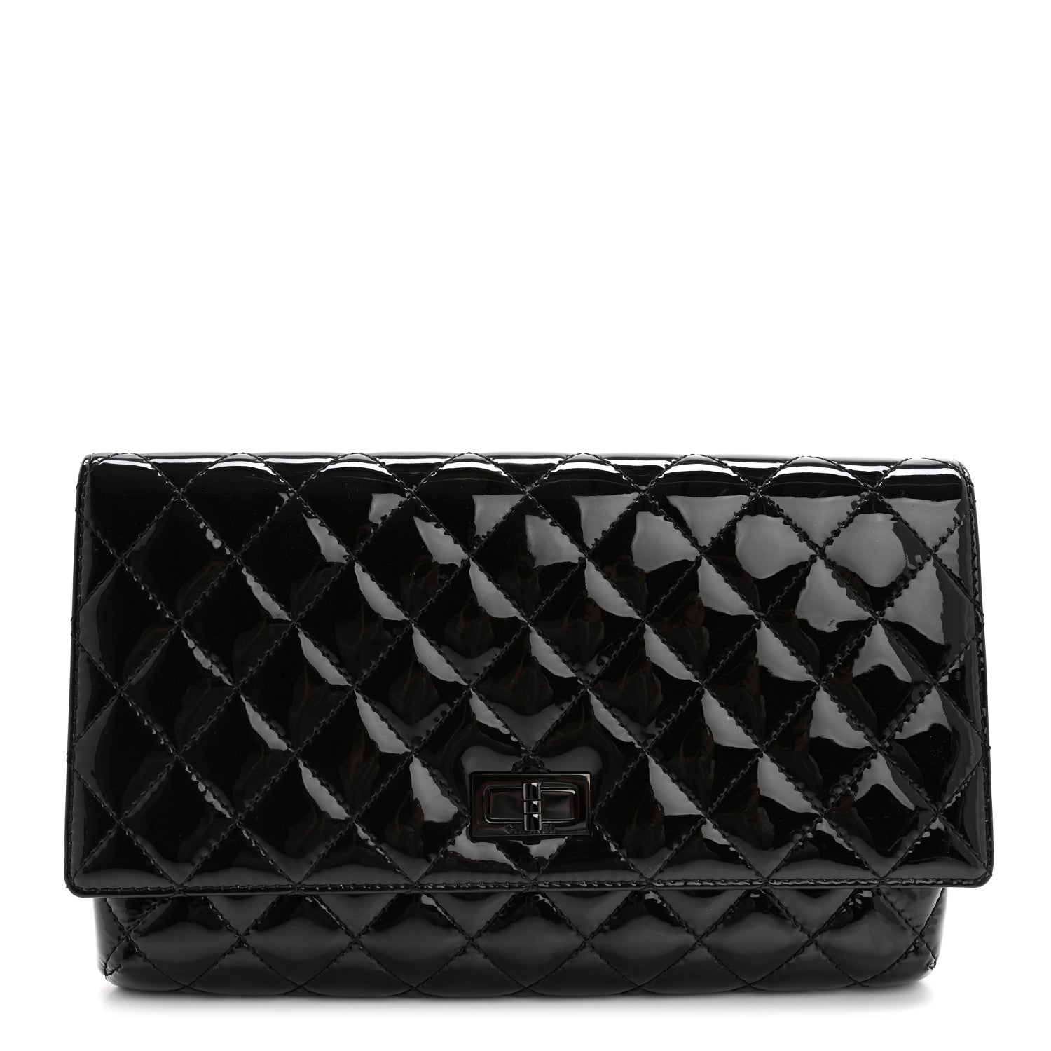 Chanel Patent Calfskin Quilted Reissue 2.55 Clutch So Black 1 of 8