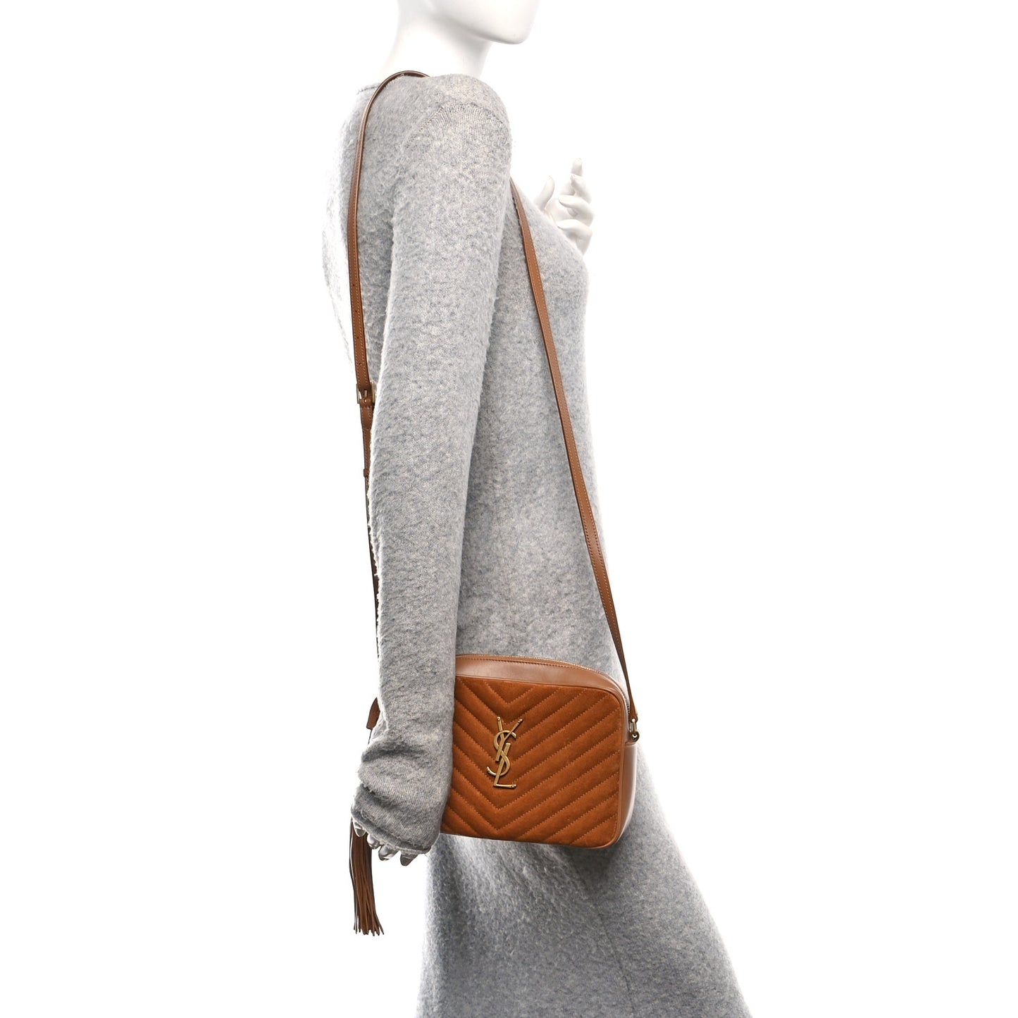 Suede Matelasse Monogram Lou Camera Bag Cinnamon