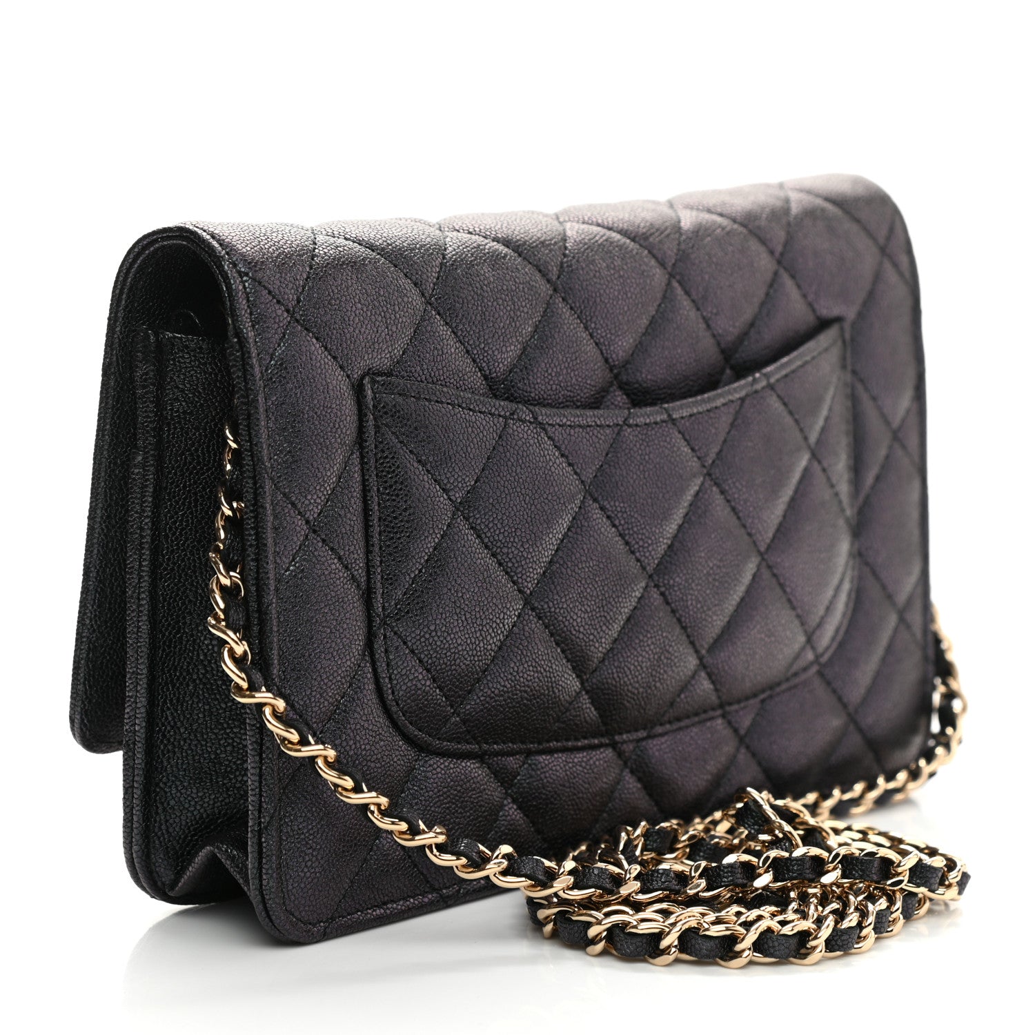 Chanel Iridescent Caviar Quilted Wallet On Chain WOC Black 3 of 11
