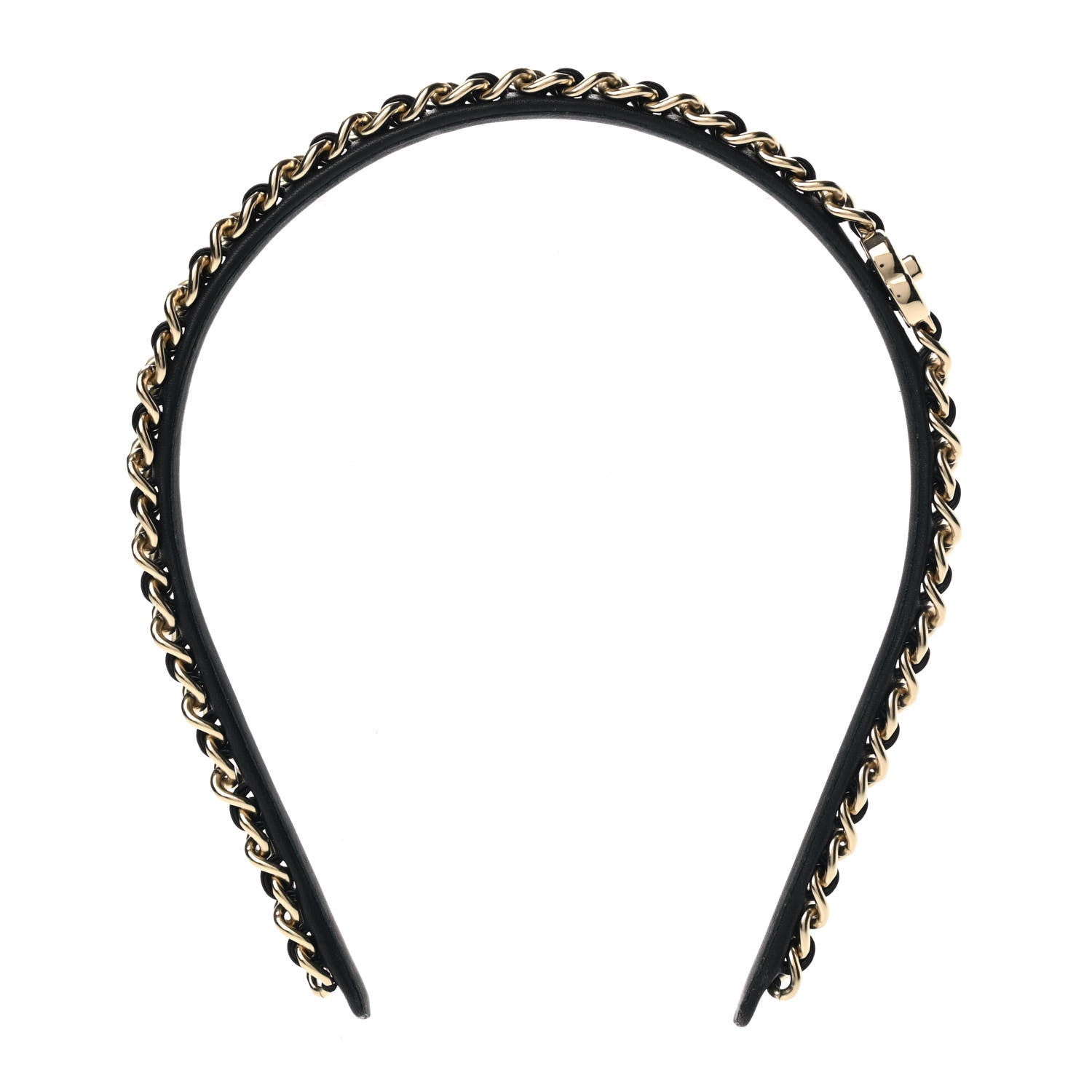 Chanel Metal Lambskin CC Turnlock Chain Headband Gold Black 1 of 6