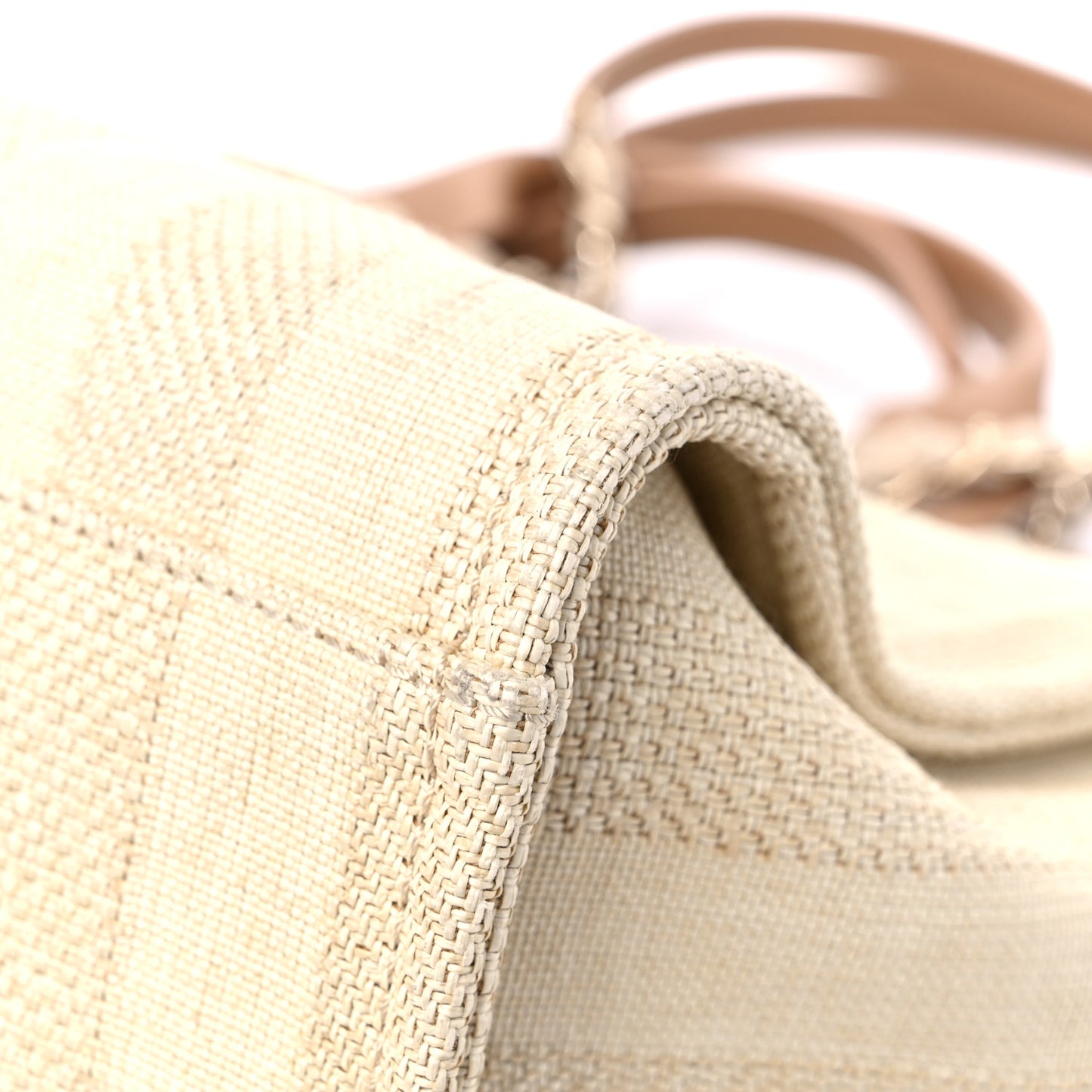Mixed Fibers Striped Medium Deauville Tote Beige